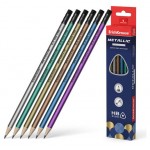 Карандаш чернографитный ErichKrause Metallic с ластиком HB, 1 шт (kastd)