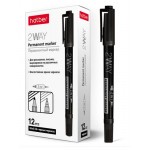 Маркер перманентный Хатбер двусторонний черный, 1 шт (kastd)