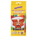 Карандаши цветные ЮНЛАНДИЯ Гляделки Двухсторонние, 12 цветов