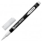 Маркер перманентный BRAUBERG белый 2 мм, 1 шт (kastd)