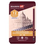 Карандаши чернографитные BRAUBERG ART Premiere 4H-8B, 12 шт (kastd)
