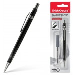 Карандаш механический ErichKrause Black Pointer в наборе с грифелями НВ 0,5 мм, 1 шт (kastd)