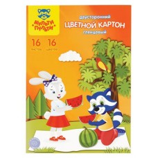 Картон цветной Мульти-пульти Приключения Енота двусторонний А4 16 цветов, 16 листов (kastd) в магазинах Ашан