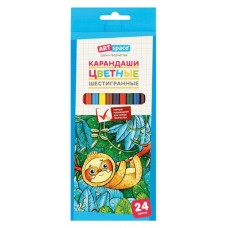 Карандаши цветные ArtSpace Милые зверушки, 24 цвета (kastd) в магазинах Ашан