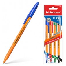 Ручка шариковая ErichKrause R-301 Orange Stick 0,7 мм, 4 шт (kastd) в магазинах Ашан