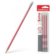 Карандаш ErichKrause шестигранный из отборной древисины с ластиком НВ, 3 шт (kastd) в магазинах Ашан