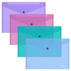 Папка-конверт на кнопке ErichKrause Glossy Vivid пластиковая полупрозрачная, B5 (kastd) в магазинах Ашан