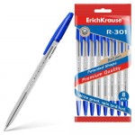Набор ручек шариковых ErichKrause R-301 Classic Stick 1,0 мм синие, 8 шт (kastd)