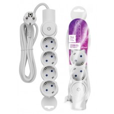 Удлинитель duwi 2200Вт 4 гнезда с заземлением с выключателем, 3 м (kastd) в магазинах Ашан