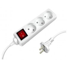 Удлинитель бытовой сетевой СТАРТ 3 розетки 3 метра с выключателем без заземления 2200вт (kastd) в магазинах Ашан