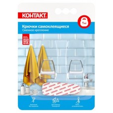 Крючки самоклеящиеся Контакт Дом сменное крепление прозрачные, 2 шт (kastd) в магазинах Ашан