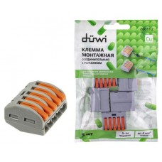 Клеммы соединительные монтажные duwi с рычажком аналог WAGO СМК 222-415 2,5мм2, 5 шт (kastd) в магазинах Ашан