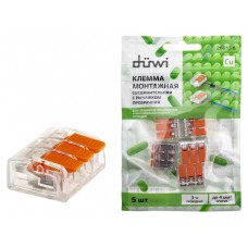 Клеммы соединительные монтажные duwi с рычажком прозрачные аналог WAGO СМК 223-41, 4мм2, 5 шт (kastd) в магазинах Ашан