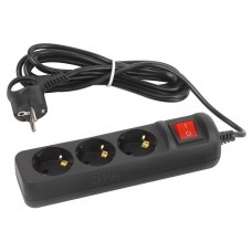 Удлинитель электрический ЭРА UX-3es-3m-B с заземлением с выключателем 3 розетки 3 м ПВС 3x0,75мм2 10А черный (kastd) в магазинах Ашан