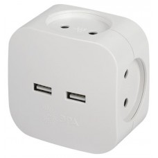 Разветвитель электрический ЭРА SP-4-USB-W на 4 розетки 220V + 2xUSB 2400mA без заземления 10А белый (kastd) в магазинах Ашан