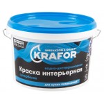 Краска интерьерная супербелая водно-дисперсионная KRAFOR белая, 3 кг (kastd)