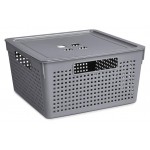 Короб Violet с крышкой Лофт 11 л серый, 290х290х151 мм (kastd)