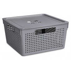 Короб Violet с крышкой Лофт 11 л серый, 290х290х151 мм (kastd) в магазинах Ашан