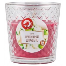 Свеча АШАН Красная птица с ароматом яблочного штруделя в стакане, 30 ч (kastd) в магазинах Ашан