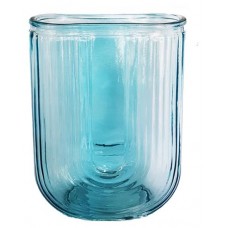 Ваза настольная декоративная светло-синего цвета с изгибом рельефа в форме буквы U, 11,5х4,5 см (kastd) в магазинах Ашан