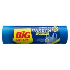 Пакеты для мусора с затяжками Big City Life сверхпрочные 55х64 см 60л, 10 шт (kastd) в магазинах Ашан