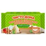 Салфетки влажные Чисто дома очищающие универсальные хозяйственные, 100 шт (kastd)