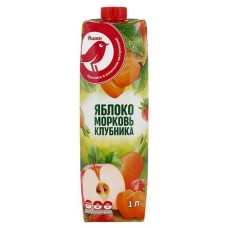 Нектар АШАН Красная птица со вкусом яблока моркови и клубники, 1 л (kastd) в магазинах Ашан