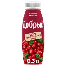 Морс Добрый Клюква, 300 мл (kastd) в магазинах Ашан