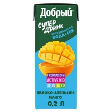 Напиток сокосодержащий Добрый Active kid яблоко-апельсин-манго, 200 мл (kastd) в магазинах Ашан