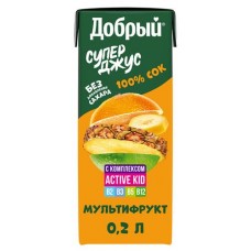 Сок Добрый Active kid мультифруктовый, 0,2 л (kastd) в магазинах Ашан