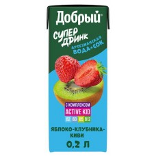 Напиток сокосодержащий Добрый Active kid яблоко-клубника-киви, 200 мл (kastd) в магазинах Ашан