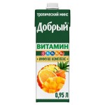 Напиток сокосодержащий Добрый Тропический микс обогащенный витаминами, 950 мл (kastd) Напиток сокосодержащий Добрый Тропический микс обогащенный витаминами, 950 мл (kastd)