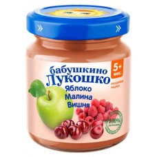 Пюре Бабушкино Лукошко Яблоко малина вишня с 5 мес., 100 г (kastd) в магазинах Ашан