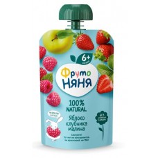 Десерт ФрутоНяня из яблок клубники и малины c 6 мес., 90 г (kastd) в магазинах Ашан