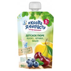 Пюре фруктовое #Когда я вырасту Яблоко, черника, вишня, от 5 мес, 90 г (kastd) в магазинах Ашан