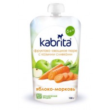 Пюре фруктово-овощное Kabrita с козьими сливками Яблоко-Морковь 6+, 100 г (kastd) в магазинах Ашан