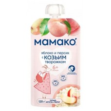 Пюре фруктовое Мамако из яблок и персиков с козьим творожком с 6 мес., 120 г (kastd) в магазинах Ашан
