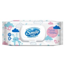 Влажные салфетки детские Smile Baby для чувствительной кожи с рисовым молочком, 60 шт (kastd) в магазинах Ашан
