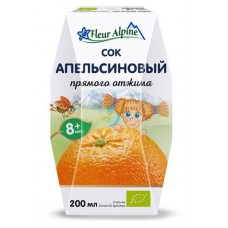 Сок Fleur Alpine апельсиновый прямого отжима с 8 месяцев, 200 мл (kastd) в магазинах Ашан