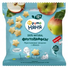 Злаки хрустящие ФрутоНяня ФрутоПаффсы мультизлаковые с яблоком, 21 г (kastd) в магазинах Ашан