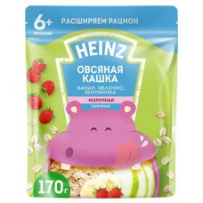 Каша молочная Heinz овсяная банан-яблоко-земляника с 6 мес., 170 г (kastd) в магазинах Ашан