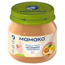 Пюре Мамако Яблоко и персик с козьим творогом с 6 месяцев, 80 г в магазинах Ашан