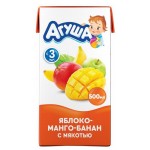 Сок Агуша Яблоко Манго Банан с мякотью с 6 месяцев, 500 мл (kastd) Сок Агуша Яблоко Манго Банан с мякотью с 6 месяцев, 500 мл (kastd)