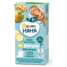 Каша молочная ФрутоНяня Я проснулся из пяти злаков с гушей и бананом с 6 мес., 200 мл (kastd) в магазинах Ашан