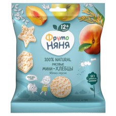 Мини-хлебцы рисовые ФрутоНяня с яблоком персиком и пребиотиком, 30 г (kastd) в магазинах Ашан