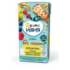 Каша безмолочная ФрутоНяня овсяная с яблоком земляникой малиной черникой с 6 мес., 200 мл (kastd) в магазинах Ашан