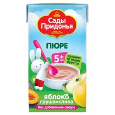 Пюре Сады Придонья яблоко груша слива с 5 мес., 125 г (kastd) в магазинах Ашан