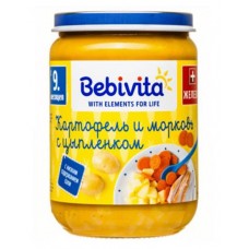 Пюре Bebivita Картофель и морковь с цыпленком с 9 мес., 190 г (kastd) в магазинах Ашан