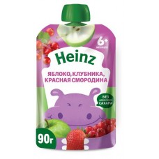 Пюре Heinz яблоко-клубника-красная смородина с 6 месяцев, 90 г (kastd) в магазинах Ашан