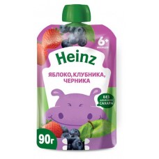 Пюре Heinz яблоко-клубника-черника с 6 месяцев, 90 г (kastd) в магазинах Ашан